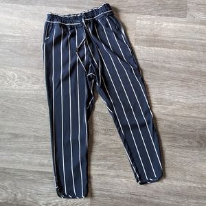 ZARA TRF Collection Blue White Striped Paperbag Pants